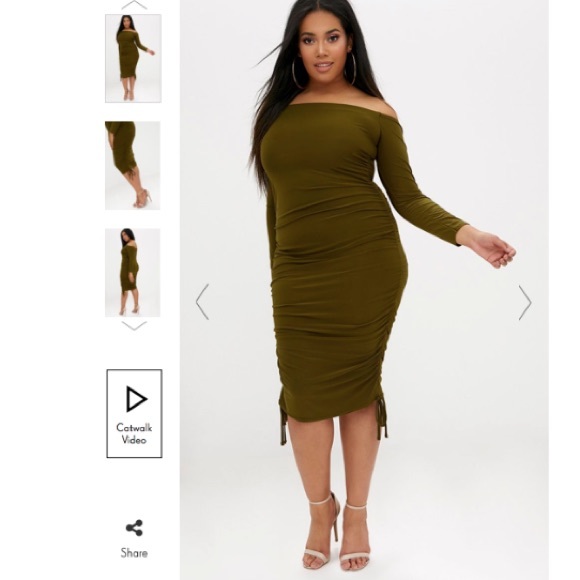 Dresses & Skirts - Off the shoulder olive dress